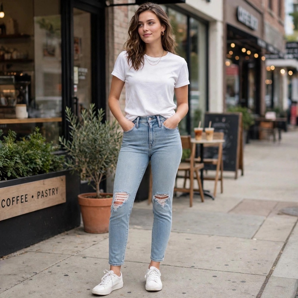 Madewell The Momjean Distressed Ripped Light Wash Denim Jeans Women's Size 25